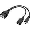 PremiumCord Cavo adattatore USB, OTG, presa USB a presa micro USB+spina micro USB, colore nero, 14 cm