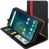ebestStar - Cover per Xiaomi Mi A2 Lite, Custodia Libro Protezione Portafoglio, Pelle PU Porta Carte, Nero/Rosso