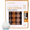 GuirLED - Ghirlanda luminosa con sfere di cotone LED USB, controllo Vocale - Amazon Alexa & Google Assistant - programmabile all'infinito - caricatore doppio USB 2A incluso - Mesopotamia, 24 Sfere
