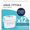 Aqua Optima Evolve+ Cartucce Filtranti 12 Pezzi - Compatibile Brita* Maxtra, Maxtra+, PerfectFit - Alternativa Filtri Brita* - Riduce Calcare, Cloro, Microplastiche, Piombo e Impurità