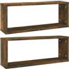 vidaXL Mensole Parete Cubo 2pz Rovere Fumo 80x15x26,5cm in Multistrato