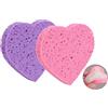 zalati Spugne facciali riutilizzabili a forma di cuore per la pulizia del viso, 2 pezzi, per struccante e lavaggio, rosa e viola
