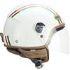 CGM Casco demi jet visiera lunga, 109I GLOBO ITALIA, Bianco Verde Rosso, S (55-56cm)