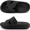 scecocrs Ciabatte da bagno da donna con nuvola, morbide ciabatte estive da bagno Cozislides originali pantofole da donna per interni ed esterni, Nero , 37 EU