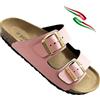 BIOMODEX CIABATTE ciabatte Donna in EcoPelle PRINCESS doppia fibbia 0081 sottopiede in pelle ciabatta aperta made in italy (rosa, Sistema Taglie Calzature EU, Adulto, Donna, Numero, Media, 36)