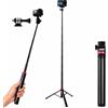 Asaiy Bastone Selfie Treppiede 200 cm, Telescopico per Action Cam, Vite 1/4 | Selfie Stick 2 in 1 Estensibile da 36 a 200 cm, per GoPro, Insta360, DJI Osmo Action e Altre Action Cam