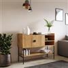 DEGHI Credenza 120x87h cm con 2 ante soft close rovere chiaro e gambe in metallo nero - Ozma