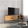 DEGHI Mobile porta tv 150x56h cm con 2 ante soft close rovere chiaro e gambe in metallo nero - Ozma