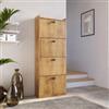 DEGHI Scarpiera 60x157h cm con 4 ante a ribalta rovere chiaro e gambe nero - Ozma