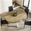 DEGHI Tavolo rotondo allungabile 120-160x120 cm top quercia con gambe in metallo bianco - Barker