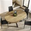 DEGHI Tavolo rotondo allungabile 120-160x120 cm top quercia con gambe in metallo nero - Barker