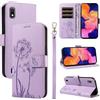 Bravoday Cover per Samsung Galaxy A10, Custodia in PU Pelle Portafoglio Flip Schede con Slot per Carte, Magnetica Antiurto Cover per Galaxy A10, Viola