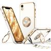 XYZ Cover per iPhone XR con Supporto, Custodia con Doppio Anello a Forma di Cuore con Cordino per Ragazze e Donne, Custodia Protettiva di Lusso per iPhone XR, Bianco