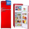 Wintem - Frigorifero Doppia Porta da 220L con Freezer Integrato, Sistema Total Defrost e Ripiani in Vetro Temperato, Frigorifero Silenzioso per Ambienti Vintage e Moderni Rosso