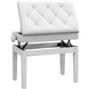 HOMCOM Banca per Piano con Altezza Regolabile da 48 a 58 cm Spazio di Archiviazione Gambe in Legno Bianco | Aosom Italy