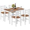 HOMCOM Set da Pranzo, Tavolo da Pranzo, 4 Sedie, Set da Soggiorno, Pino, Marrone+Bianco | Aosom Italy