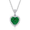 Dada Gioielli - Collana Cuore 12mm Punto Luce Argento 925 Con Zirconi Brillanti Contromaglia Zirconata Catenina 45+5cm (Verde Smeraldo)