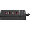 Annadue Caricatore da Muro USB a 4 Porte, Stazione di Ricarica Universale per Telefono Cellulare Multi, Controllo Intelligente Dell'alimentazione, Protezione Completa (Nero)