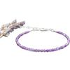 LKBEADS amethyst 2mm round faceted gemstone beads adjustable link bracelet with 925 sterling silver - silver plated lock gemstone clasp bracelet - stacking bracelet for women/men