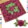 COSORO 25 rose artificiali in schiuma, color bordeaux, con stelo, realistiche al tatto, per decorazioni per matrimoni, bomboniere per doccia nuziale, feste per la casa, baby shower, decorazioni per la festa