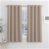 PONY DANCE Tende Corte Oscuranti Termiche Isolanti per Interni con Anelli | per Camera da Letto, per Finestre Piccole, Blackout, per Cucina, Privacy, 2 Pezzi L 132 x A 150 CM, Taupe Chiaro