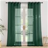 PONY DANCE Tende Moderne per Soggiorno 2 Pezzi 140x260 CM Tende per Interni con Anelli Decorazione Voile Curtains Camera da Letto con Effetto Lino, Verde Scuro