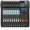 XTUGA CT80 Mixer audio professionale 8 tracce per computer, controller audio, interfaccia audio con effetto digitale, mixer da studio con alimentazione phantom 48V, ingresso RCA XLR