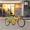 Mermajestic 24 pollici triciclo per adulti, 7 marce, 3 ruote bicicletta triciclo per anziani con cestino e luce, freno tipo V, triciciclo pieghevole adulto per viaggi, shopping (giallo)
