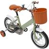 Babeenoo Bicicletta da 12 pollici, con ruote di supporto e cestello, regolabile in altezza, per bambini, con parafango e campanello, per bambini dai 2 ai 4 anni (verde)