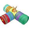 Hjkiopc Tunnel per Gatti,Bunny tunnel,tunnel per gatti a 2 vie,giocattoli per animali domestici,conigli,cani,Animali Domestici, Gatto Adatto per Interni ed Esterni(Arcobaleno,stile T)