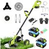 Innopower Decespugliatore a Batteria 21V, Tagliabordi a Batteria Brushless con 2 Batterie 3,0Ah, 4 Tipi di Lame, Ruote Rimovibili, Motore Senza Spazzole, Diametro di Taglio di 12 Pollici, per Giardino Potatura