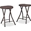 Relaxdays Sgabello Pieghevole Bastian, Forma Rotonda, Effetto Rattan, Resistente, HxLxP 45x32,5x29 cm, Marrone
