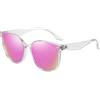 DUCO Occhiali da sole da donna con protezione UV400 Polarizzati Vintage Occhiali da sole per le donne Retrò Round Occhiali da sole W017S, Lente rosa trasparente cornice Revo Pink