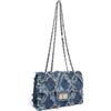 LJCZKA Borsa Donna Tracolla Denim con Catena, Borsa a Spalla Leggera Trapuntate, Borsa Crossbody Blu Borsetta Sera Elegante Shopping Viaggio