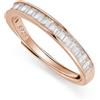 Meissa Anelli in argento per donna con zirconi cubici anello nuziale regolabile taglio baguette a canale anello statement 925 semplice impilabile per lei, Oro rosa