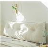 PIURUF Cuscino triangolare per testiera per letto matrimoniale/king size, lussuoso, in velluto, per riposare e leggere, 200 x 40 x 12 cm (200 x 40 x 12 cm, bianco)