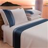 PETTI Artigiani Italiani - Set Lenzuola Letto Singolo con Doppia Balza in Raso 3 Pezzi 90x200 Lenzuola in Percalle di Cotone - Lenzuolo con Angoli, Lenzuolo sopra e 1 Federe, Blu