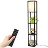 Tomshine Piantana Lampada da Terra Salotto in Legno da 1,6M con Ripiano, Telecomando e una Lampadina LED E27, 3000-6500K Regolabile, Lampade da Terra per La Camera da Letto del Soggiorno-Nero