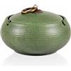 AF-WAN Posacenere in ceramica retrò, con coperchio, per esterni, semplice posacenere per la casa e l'ufficio (11 x 7,2 cm) (verde erba)