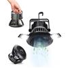 Avilia - Mini Ventilatore Portatile Ricaricabile USB e Solare con Batteria 25h, LED 4 Modalità e Gancio, Ventilatore Piccolo da Campeggio per Auto, Gazebo, Spiaggia e Outdoor