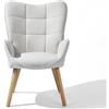 HOMYLIN Accent Poltrona, Sedia da tempo libero in tessuto con gambe in legno massello e schienale alto ergonomico per soggiorno camera da letto, soggiorno, soggiorno, beige