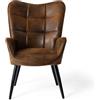 HOMYLIN Accent Poltrona, Poltrona per il tempo libero in pelle scamosciata con gambe in metallo nero e schienale alto ergonomico per soggiorno camera da letto soggiorno, marrone