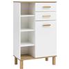 Schildmeyer Padova - Mobile credenza con finitura rovere rustico, circa 67 x 35 x 114,5 cm, bianco lucido/rovere