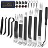 Eaukar Strumenti di rimozione Auto, 24 Kit di Smontaggio per Riparazioni Auto MetalloStrumento Rimozione del Pannello Veicolo Rimozione Cunei Trim Interno Strumento Leva Radio (Nero)