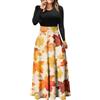 Generico Vestiti Cotone Estivi Abito da Donna con Stampa Patchwork Ampia a Maniche Lunghe, Abiti Lunghi Casual, Maxi Abiti Autunnali 2023 Vestito Uncinetto (Beige, XL)