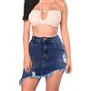 OverDose Boutique Gonne corte donna gonna jeans mini sexy estate corta jeans gonna lunga donna retrò vita alta gonna corta gonna corta a parola A, gonna corta, foro rotto, jeans casual, Blue-C, S