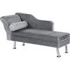 HOMCOM Chaise Longue Imbottita in Stile Vintage, Poltrona Letto con Cuscino Incluso, in Metallo e Velluto Grigio, 160x56x75 (cm)