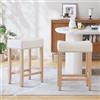 Ckaff Set di 2 Sgabelli da Bar, Sgabelli da Bar ad Altezza Bancone Sgabello da Sella Alto da 65.5cm, Sedia Trucco Cucina in Lino, Poggiapiedi per Sala da Pranzo, Cucina ad Isola, Caffetteria, Beige