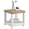 HOMCOM Tavolino con rotelle Tavolino con ripiano aperto Tavolino da divano Tavolo da soggiorno Camera da letto 40x40x40 cm Naturale e Bianco