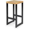 Magnetic Mobel Sgabelli Alti Bar Vintage Cucina Moderni in Ferro Industriali Design Impilabili Sgabello Alto da Bar H60 cm (Nero, Rovere)